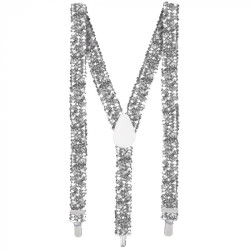 Kšandy (šle) flitrové stříbrné pružné